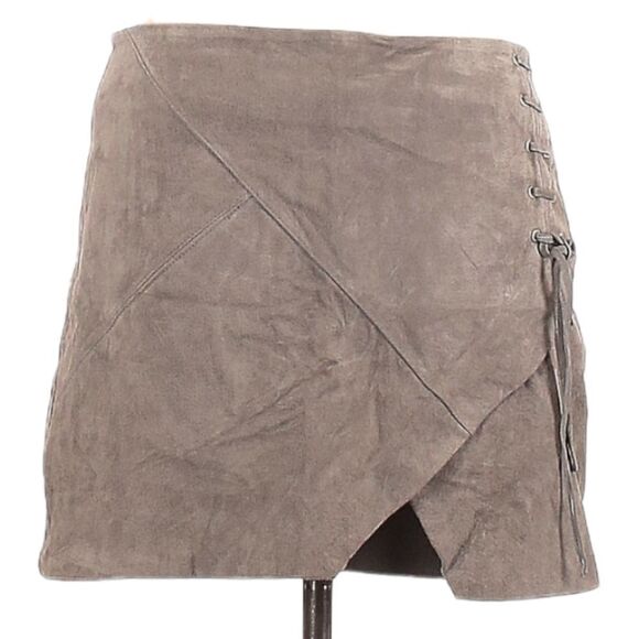 BLANKNYC Lace-Up Suede Leather Miniskirt Gray 28 - Picture 6 of 6